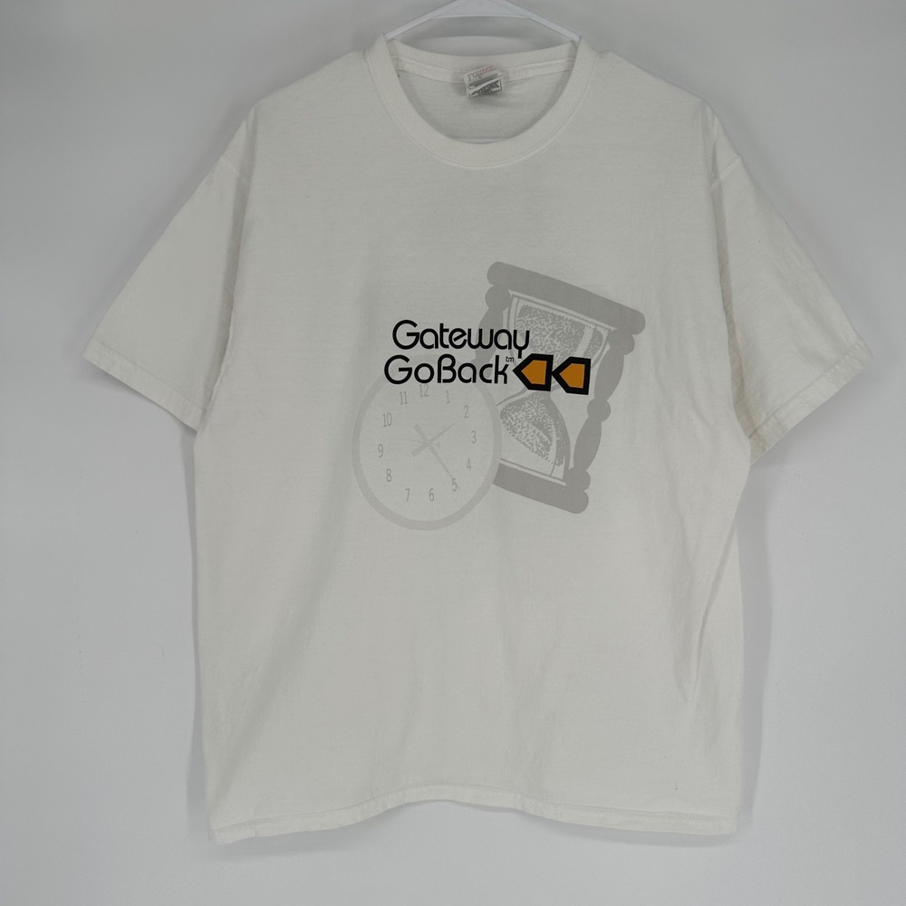 Vintage Gateway Windows Shirt Mens Large White Fruit of the Loom Tech Promo L